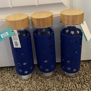 THREE Reusable Glass Water Bottle